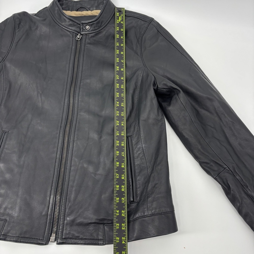 Coach Black Genuine Leather Jacket Men's Size Large Full Zip Moto Biker Rock - Picture 5 of 6